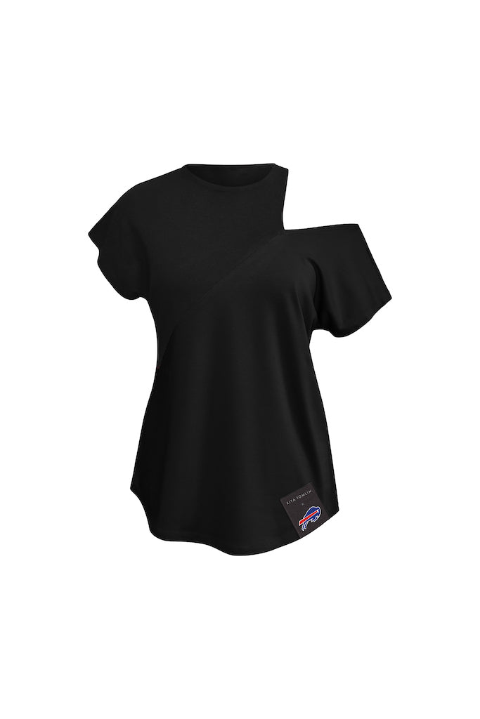 Women's KIYA Tomlin Black Philadelphia Eagles Cut Out Tri-Blend Shirt