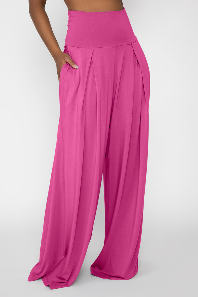 Pleated Maxi Pants Wide Leg