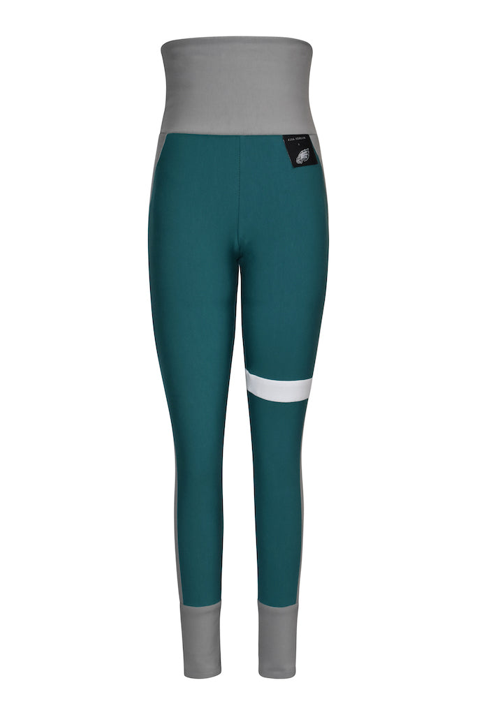 Women s Kiya Tomlin Midnight Green Gray Philadelphia Eagles Colorblock Tri Blend Leggings